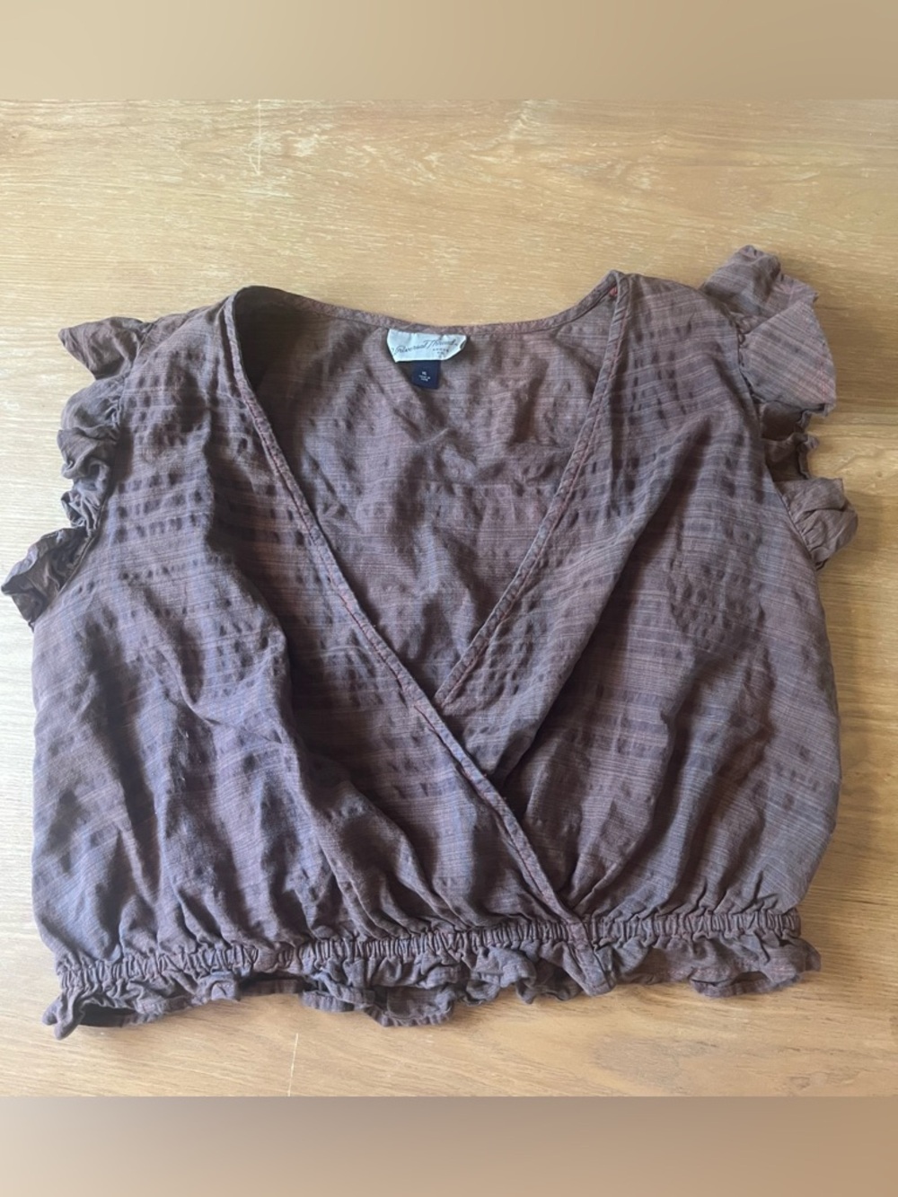 Universal Thread Cropped Summer Top Shirt Brown 100% Cotton Women’s Size XL